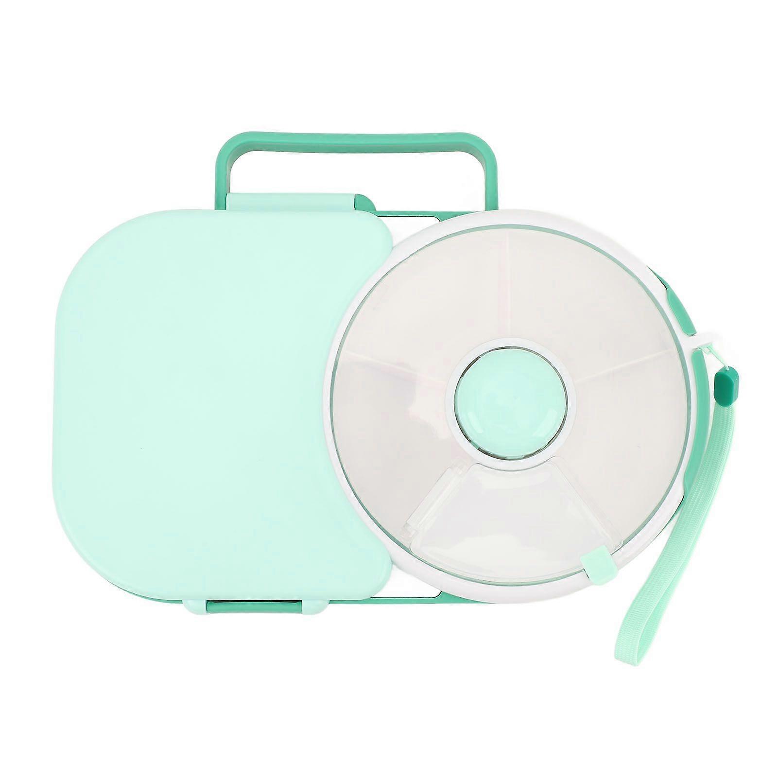 Snack Rotating Bundle with Lid Multifunctional Sealed Fruit Tray Damp Proof Rotating Snackle Box Container for Home Green