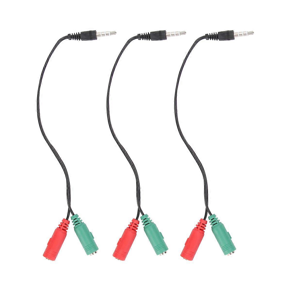 Earphone Splitter 2 in 1 Audio Adapter Laptop Cable Wire Divider 3Pcs
