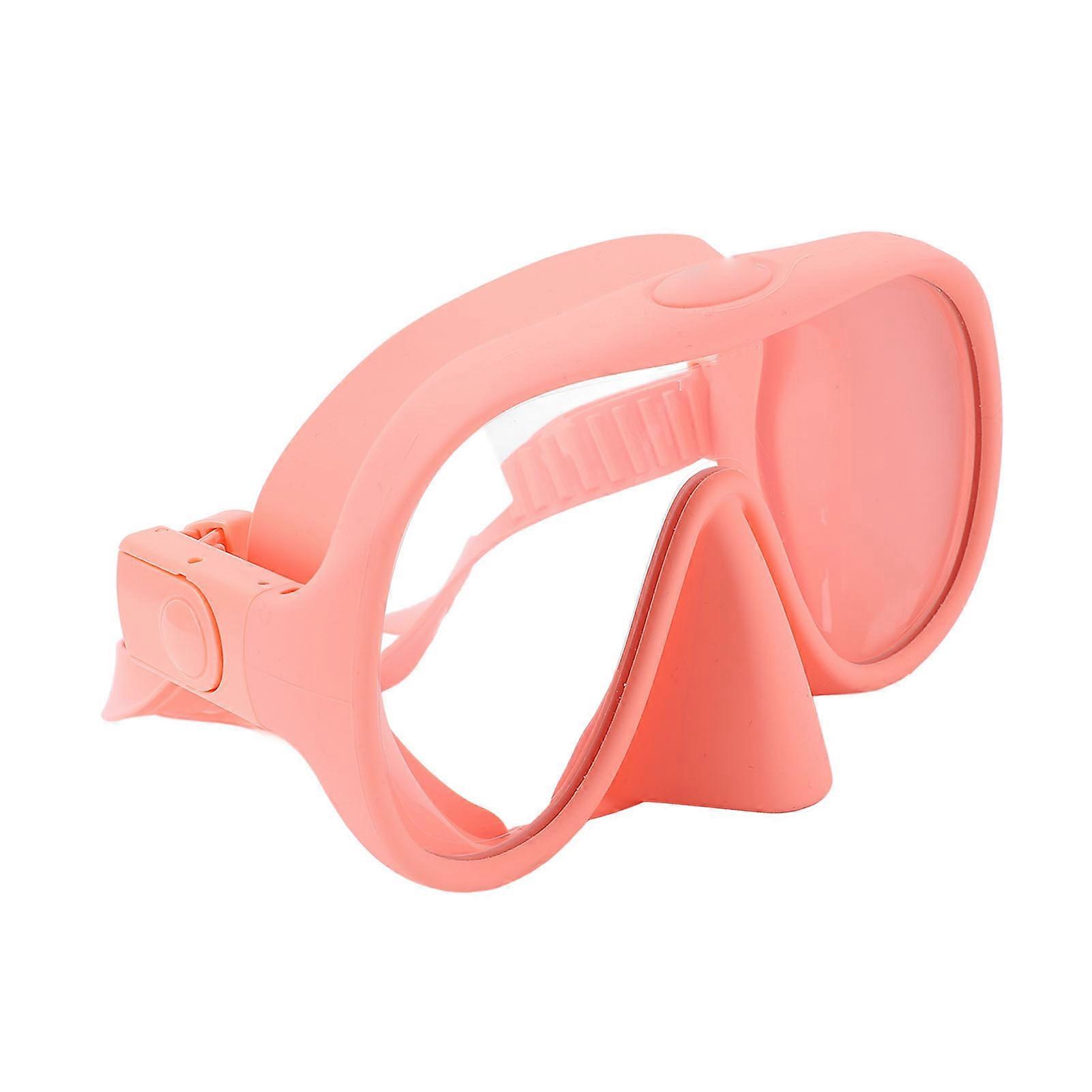 Pink Silicone Foldable Diving Goggles Large View Tempered Glass
