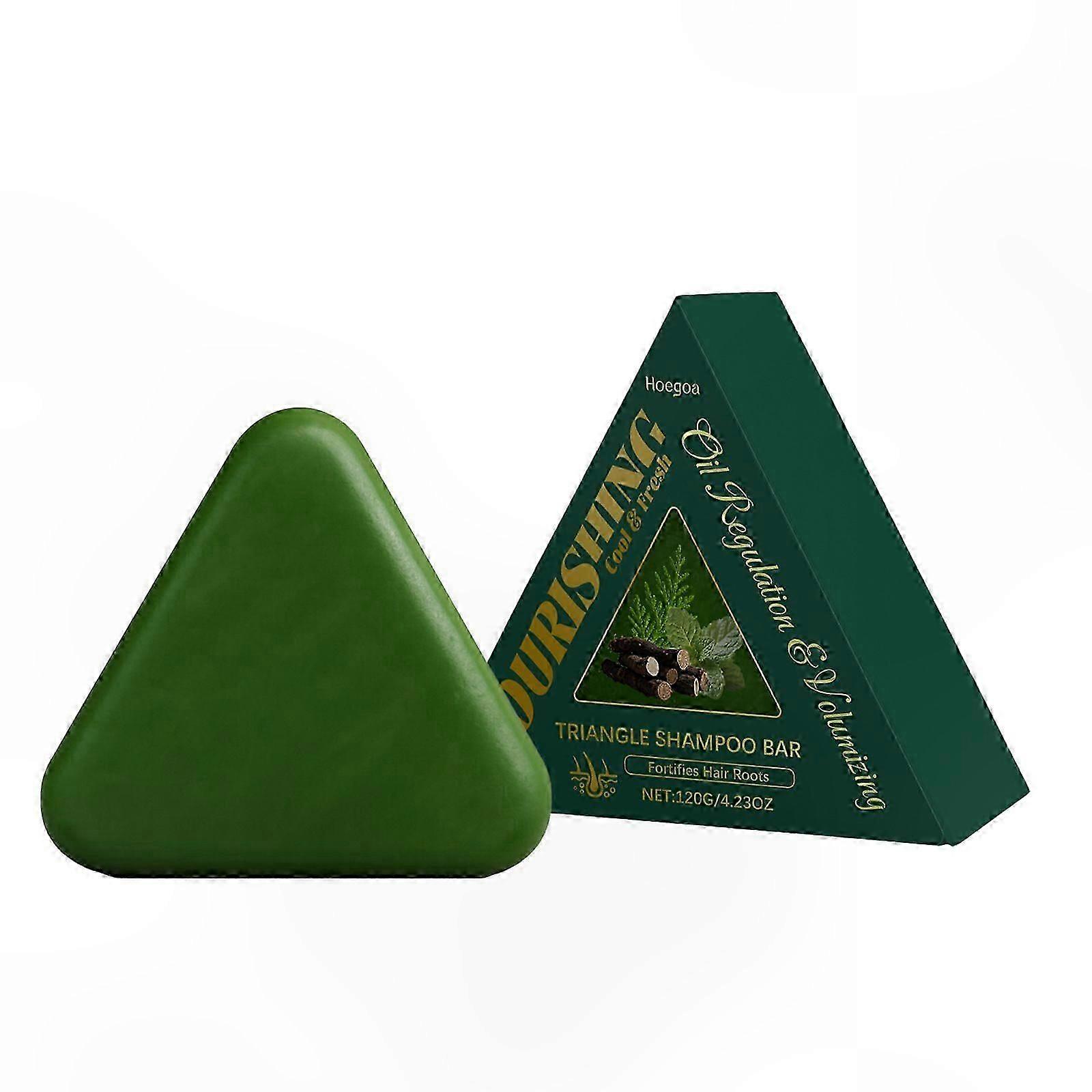 Triangle Shampoo Bar, Seven Green Soap for Hair, Usman Grass Formula, Calming and Strengthening for Women and Men