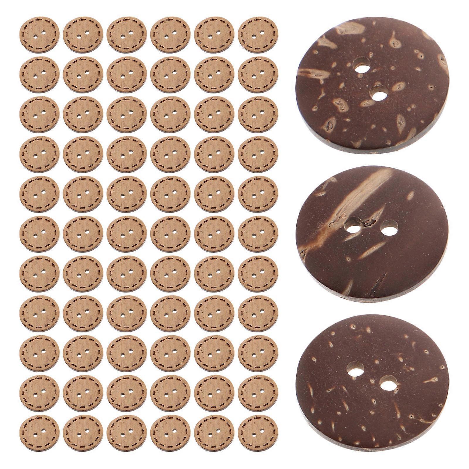 Natural Coconut Buttons for Dressmaking 100Pcs Unique Two Hole Round Buttons