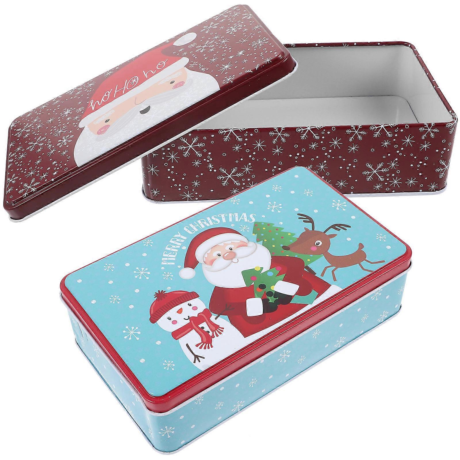 Christmas Candy Tin Tinplate Box for Storage 4Pcs Party Favor Containers