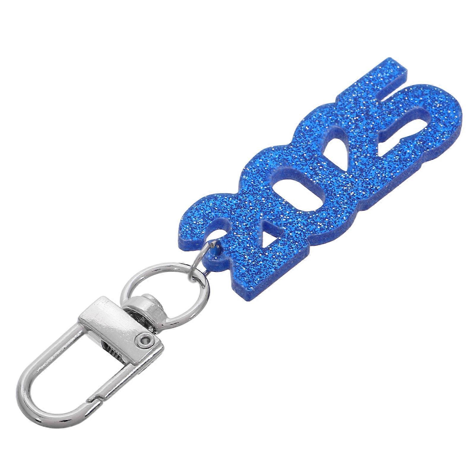 Stylish Blue 2025 Number Keychain for Decoration Use with 4Pcs Pendant