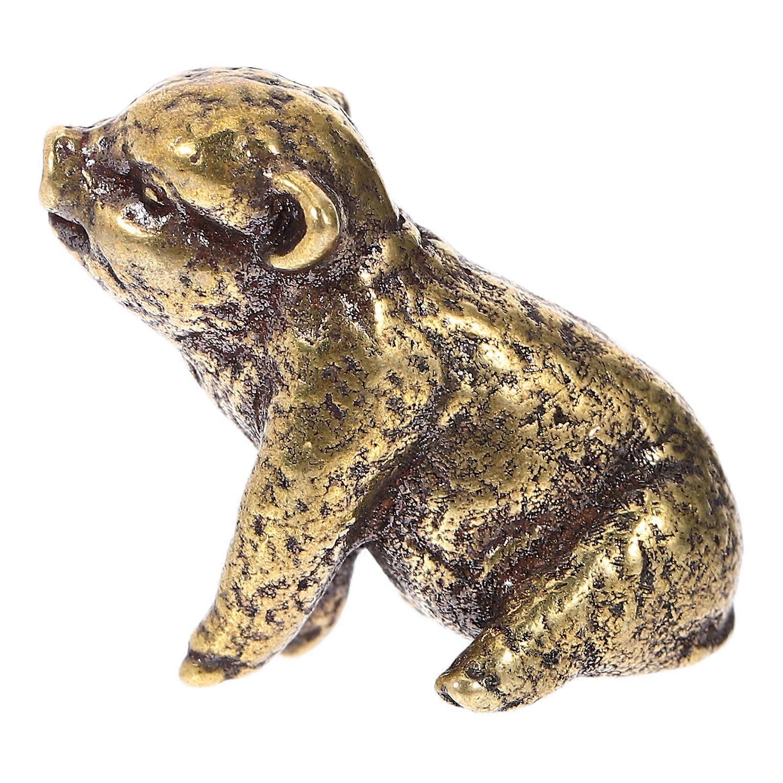 Pig Statue Brass Tiny Pig Shape Figurine for Decor 3Pcs Set