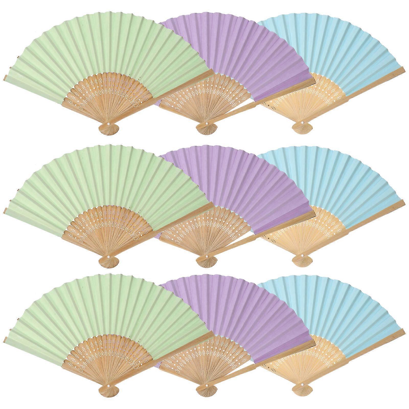 45Pcs Assorted Color DIY Paper Folding Fans for Children Painting Crafts