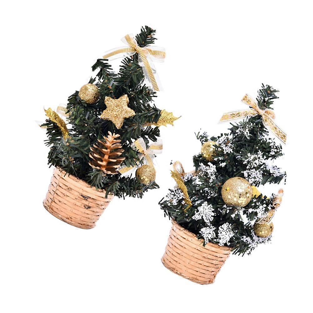 Mini Xmas Tree for Christmas Christmas Tree Model Function 2Pcs Gifts