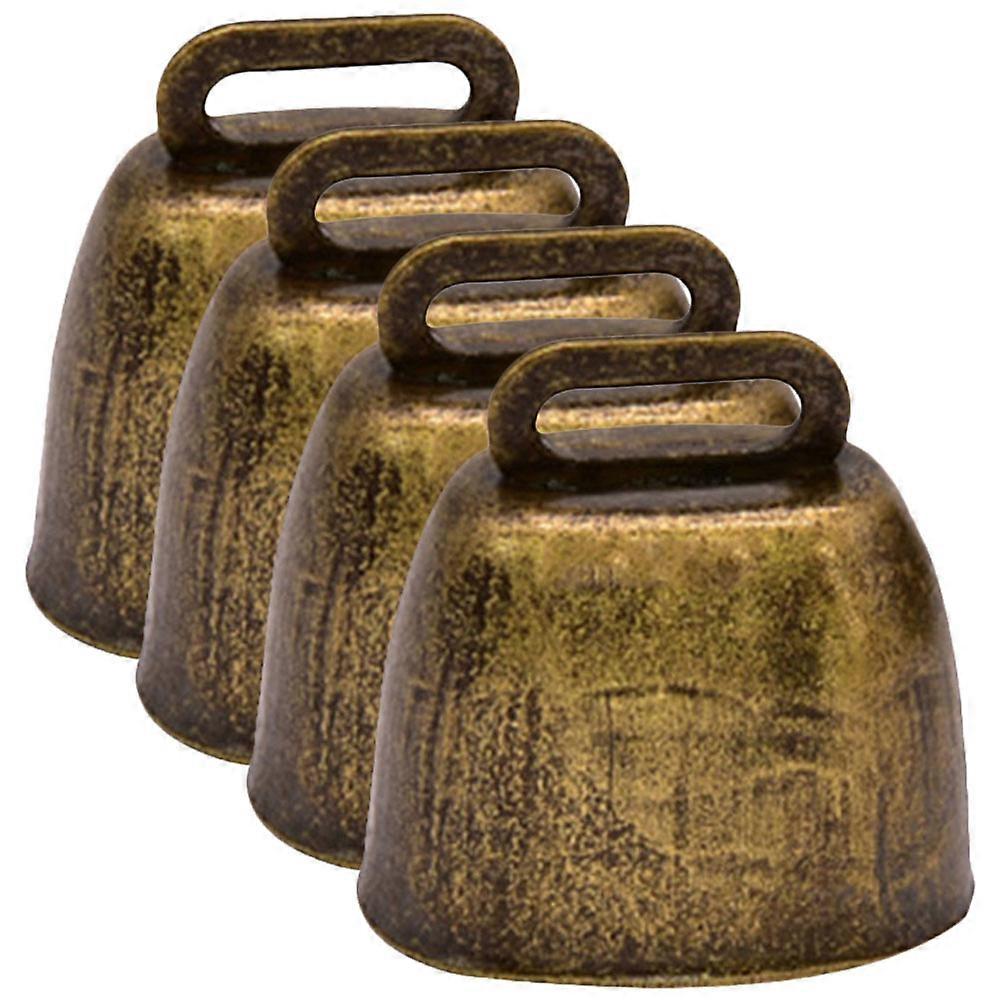 Iron Cow Bell 16 Pcs Noise Maker For Pets Cattle Outdoor Use Square Golden Craft