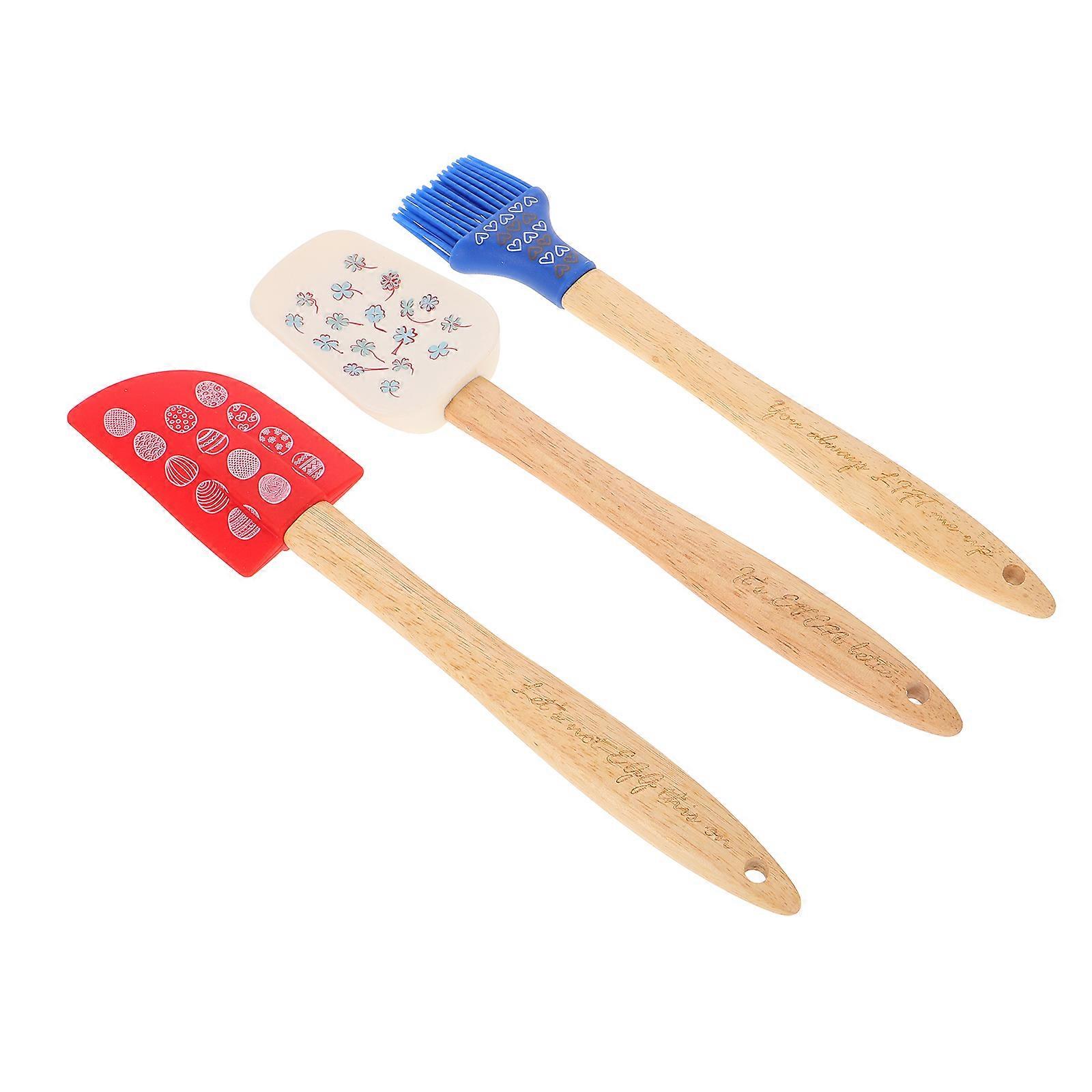 Silicone Spatula Set 3Pcs Multi Easy-Cleaning Kitchen Baking Brush Rubber