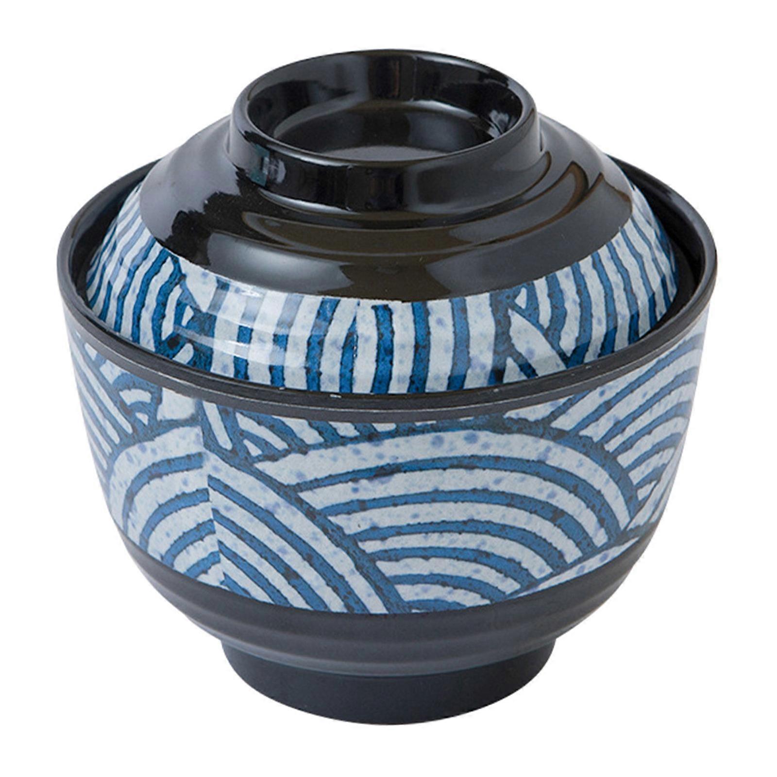 Noodle Bowl With Lid Japanese Style Miso Soup Bowl For Daily Use 10X10X9.5CM 1Set