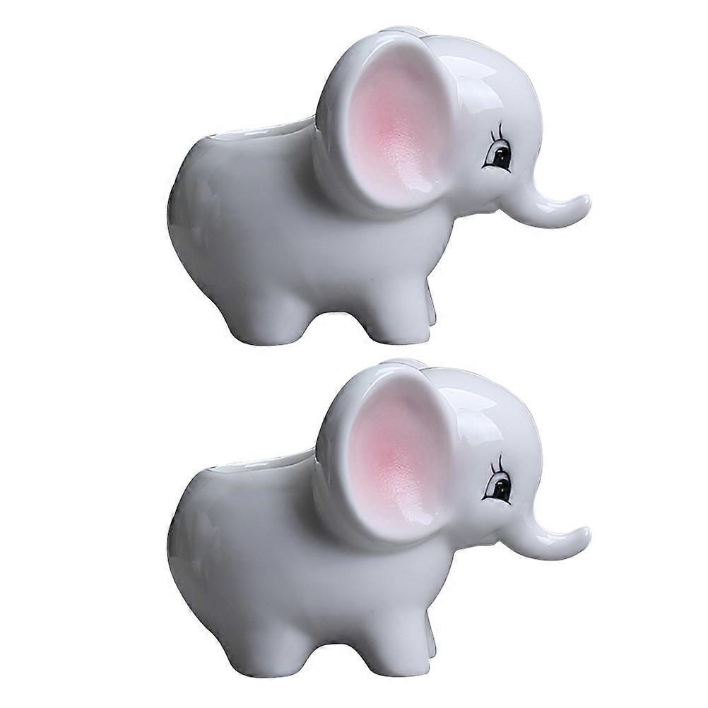 Succulent Plant Ceramic Pot Elephant Shape Flower Pot Container 4Pcs for Office