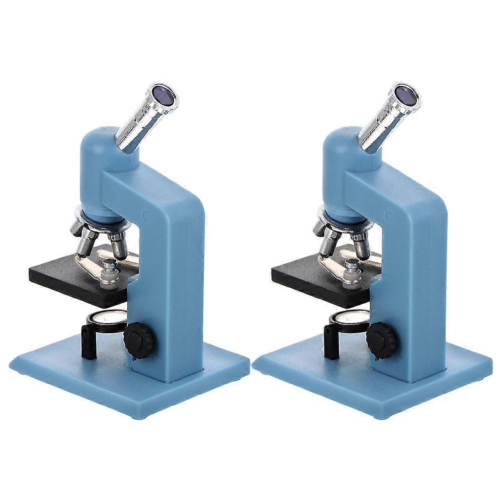 Micro Miniature Microscope Plastic Dollhouse 2Pcs Educational Tool Blue