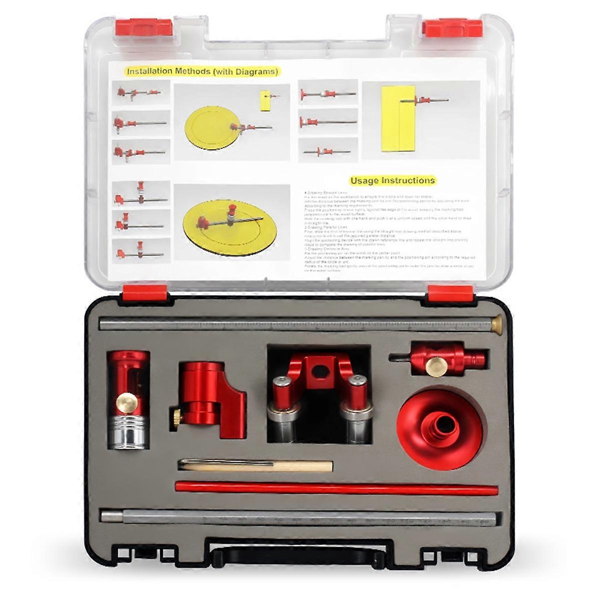 Wheel Marking Gauge Center Finder Ruler Compass Woodworking Linear Arc Dual-Purpose Scriber