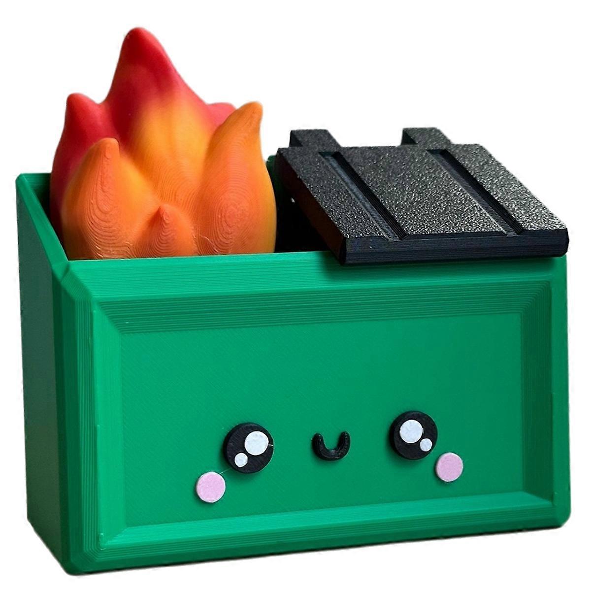 3D Printed Dumpster Fire Desktop Figurine Fun Accessory C