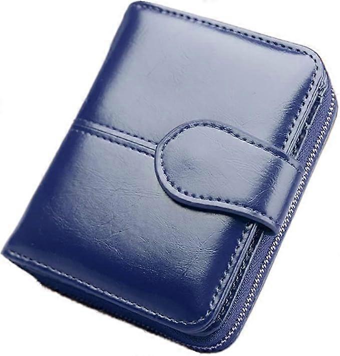 Men's Leather Wallet with RFID Blocking Window, Dark Blue, S