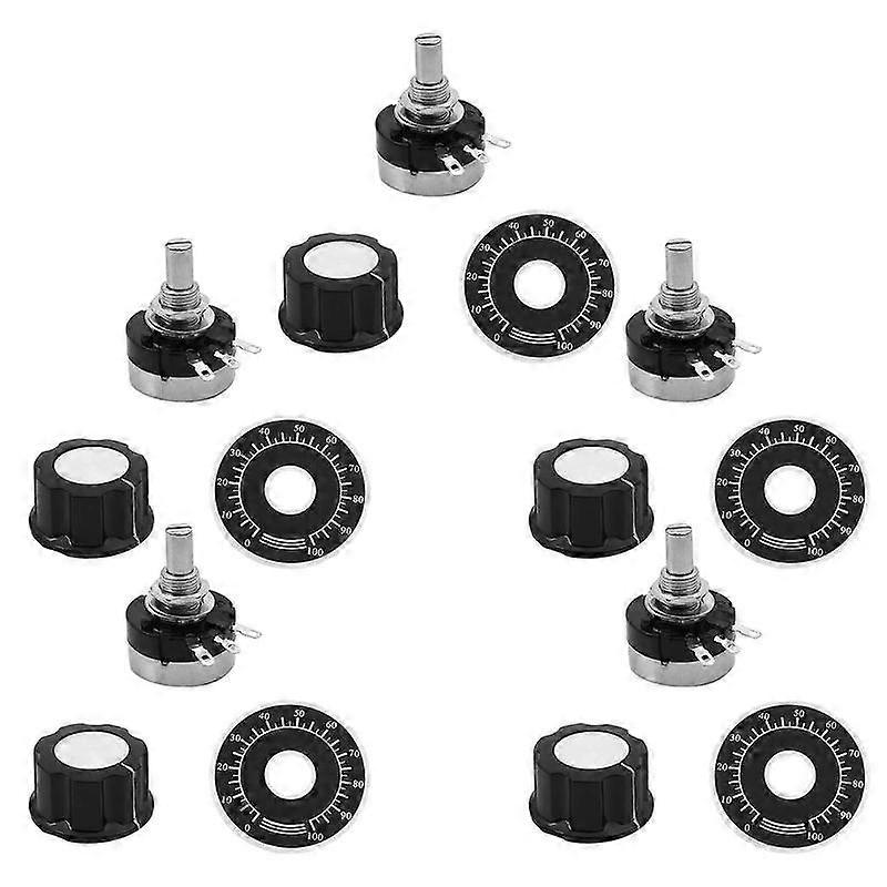 5X Rotary Carbon Potentiometer with Diameter with Knob, RV24YN 20S B103 10K Ohm