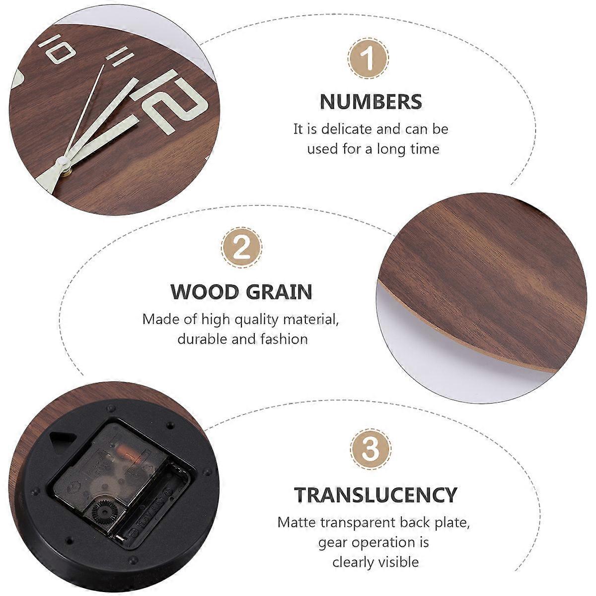 Wooden Wall Clock with Luminous Function for Home Decoration Coffee Color