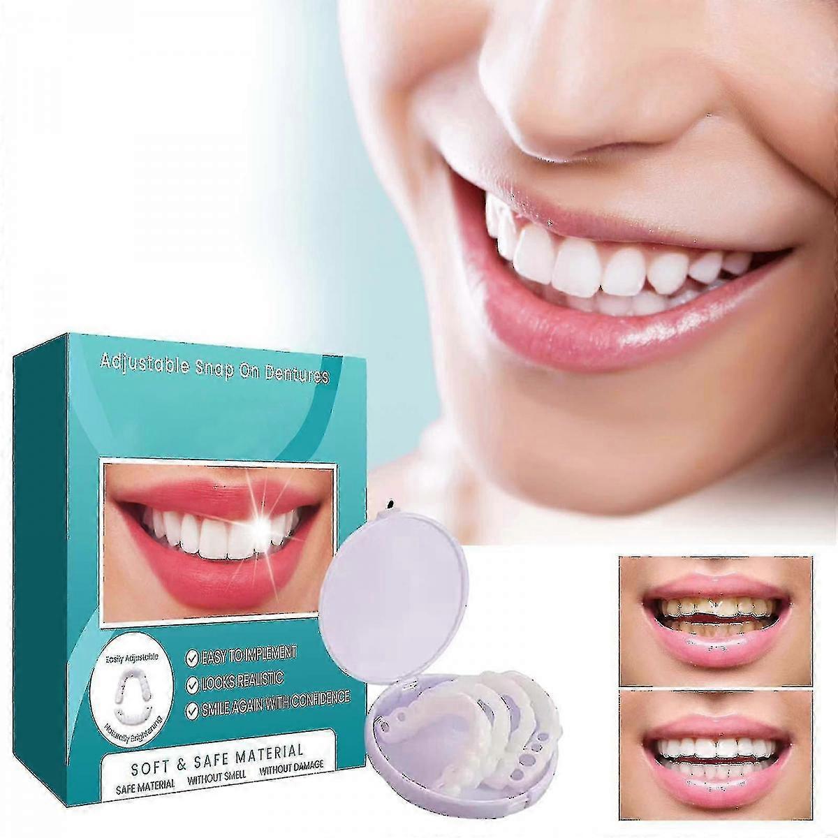 Denture Teeth Temporary Fake Teeth For Snap On Instant Confidence Smile, Dental Veneers For Temporary Teeth Restoration