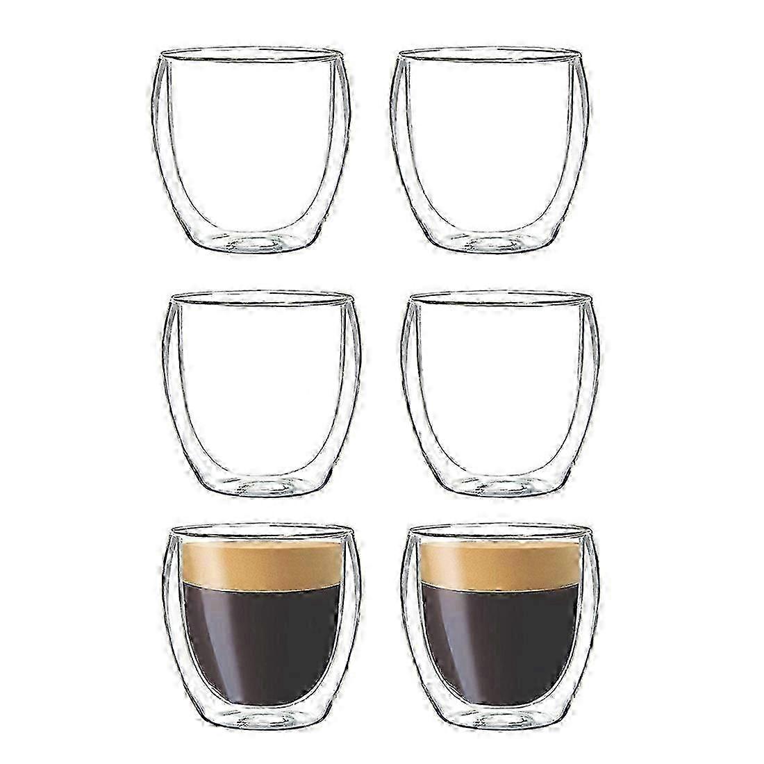 Espresso Cup, 6-piece Double-layer Insulated Glass Coffee Cup