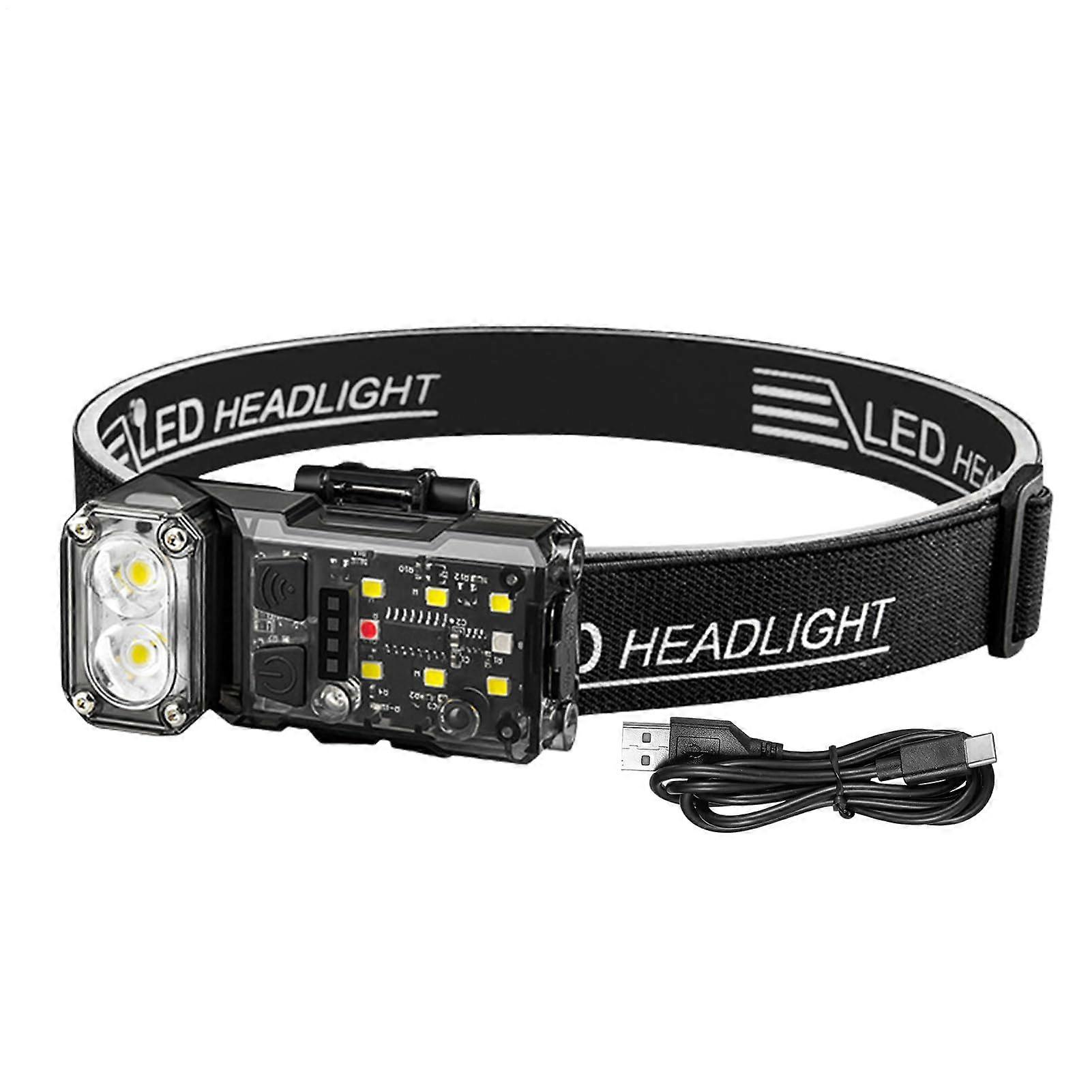 Led Headlamp Rechargeable For Adults Ultra Bright Waterproof With Motion Sensor 3 Color Modes For Running Hiking Camping