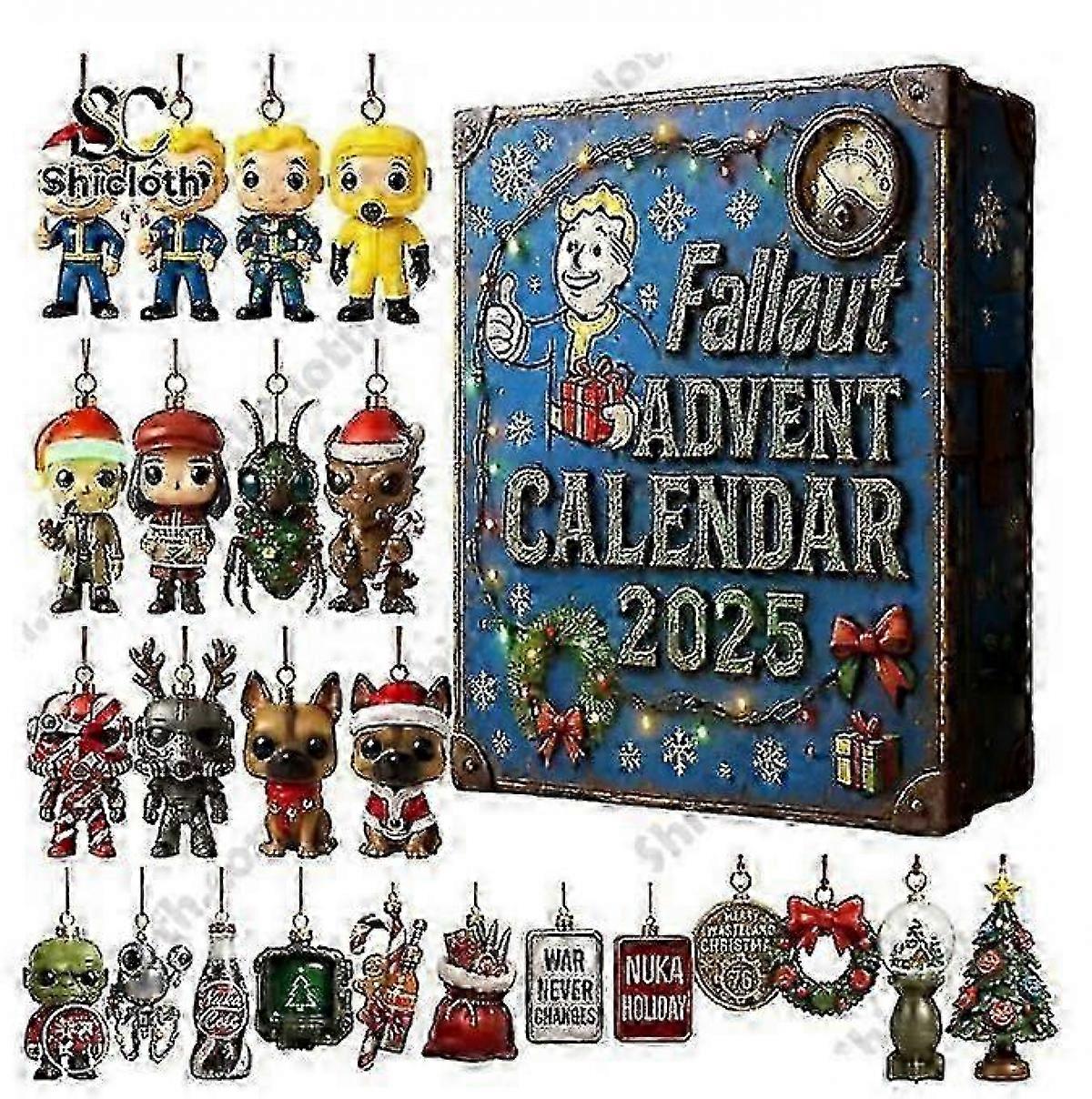 Fallout Themed Advent Calendar Blind Box with Unique Acrylic Christmas Tree Decorations