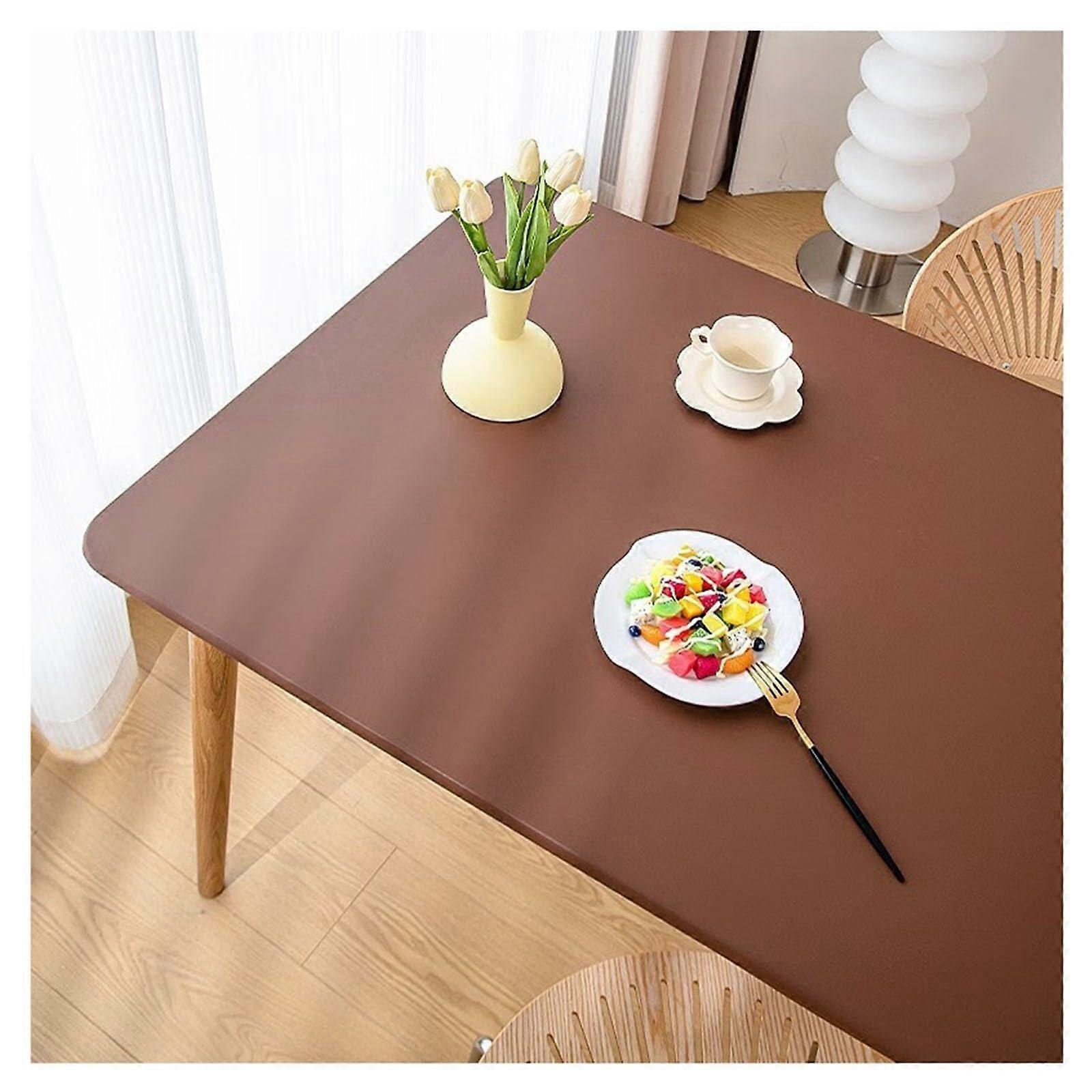 Leather Dining Table Cover Elastic Edge Faux Leather Tablecloth For Square And Rectangle Tables 80x140cm Black