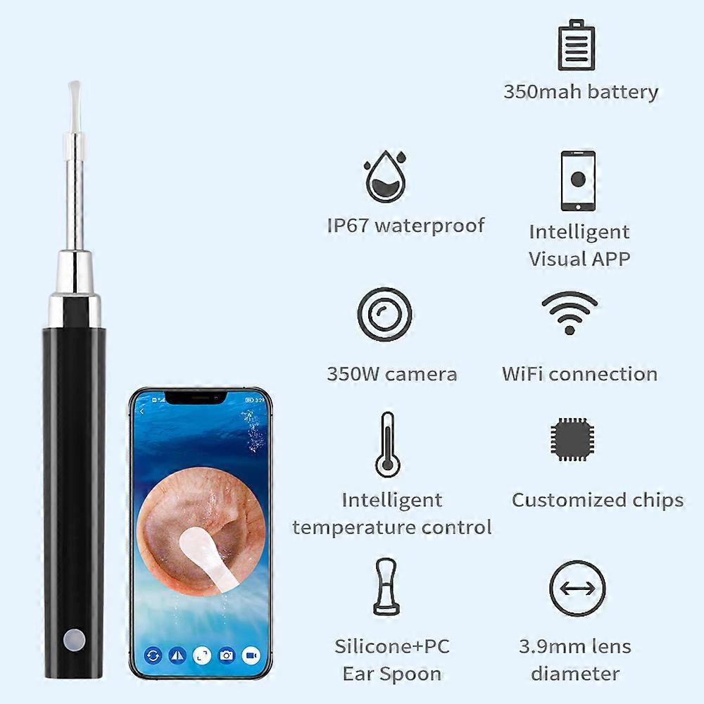 Ear wax removal endoscope for Android iOS with WiFi 3.9mm camera 6 LED lights