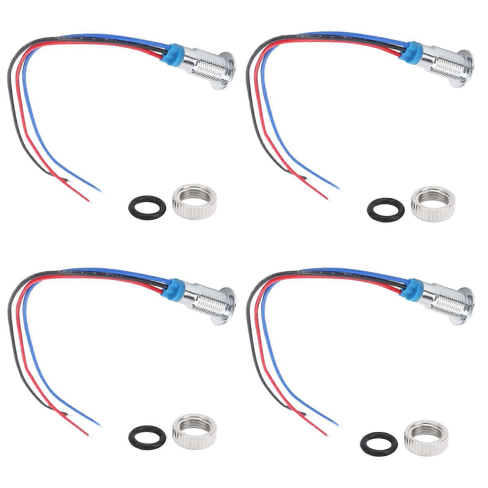 PreWired Round LEDs Metal Common Cathode Lights for Car Computer Industrial Use Red Blue 12V Specifications
