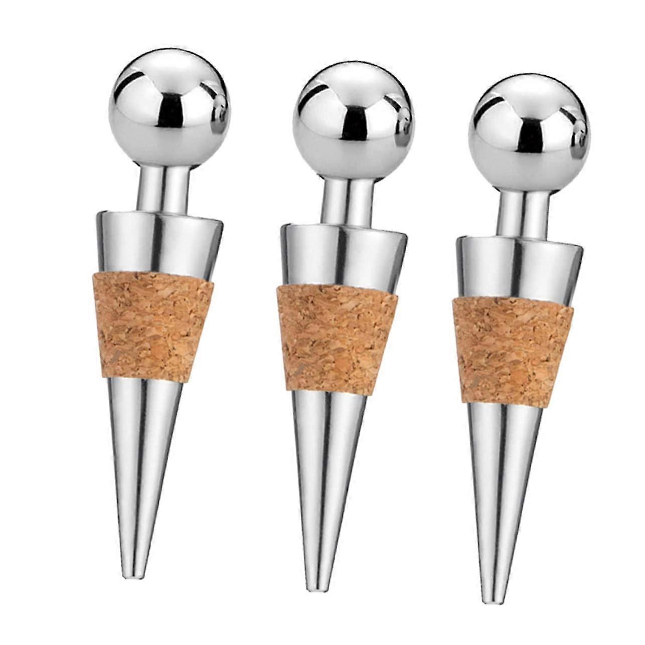 Alloy Wine Spigot Round Headed Plug, 3Piece Set Reusable Bottle Cork Stoppers For Wine Bottles, Party Decor