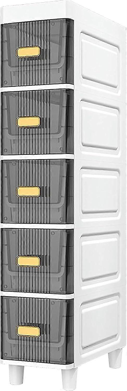 Storage Cabinet Bathroom Crevice Cabinet Restroom Storage Grey 5F Toilet Side Floor Shelves For Small Spaces