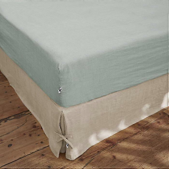 Leffet papillon Soline fitted sheet all sizes Washed linen - Soline Eucalyptus - 90 x 190 cm with a
