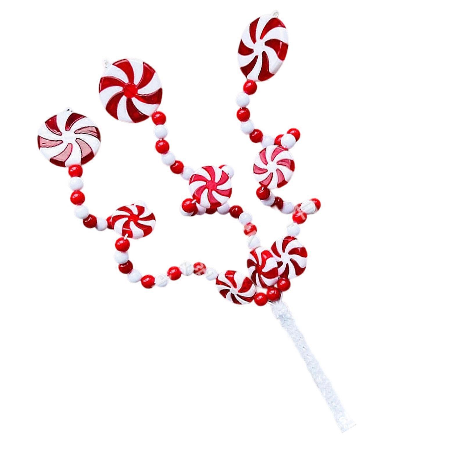Artificial Candy Branch Stems Tree Top Ornament Artificial Candy Stems for Christmas Tree Vase Flower Arrangement  Red