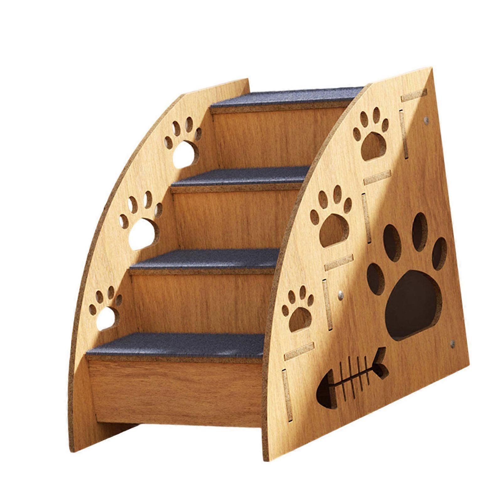 Stable Wood Pet Stairs Step Stair with Carpet Surfaces For Small Breeds And Older Pet Easy Reach to High Couch and Bed Multicolor
