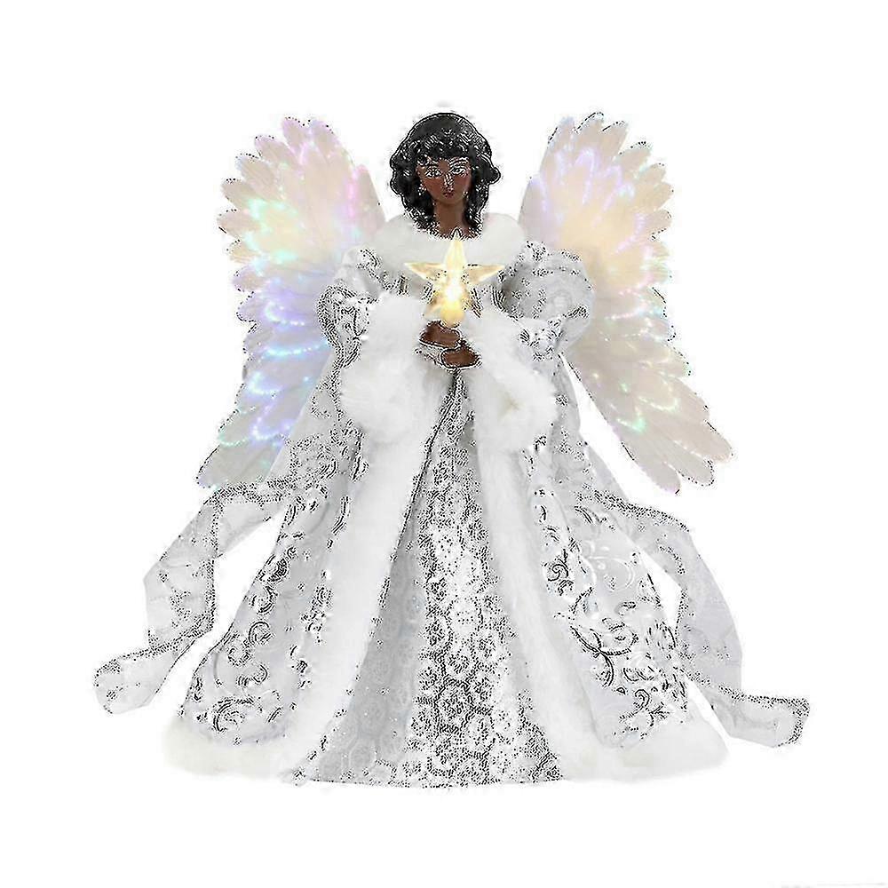Angel Fairy Tree Topper for Christmas with USB Powered LED Light Feature