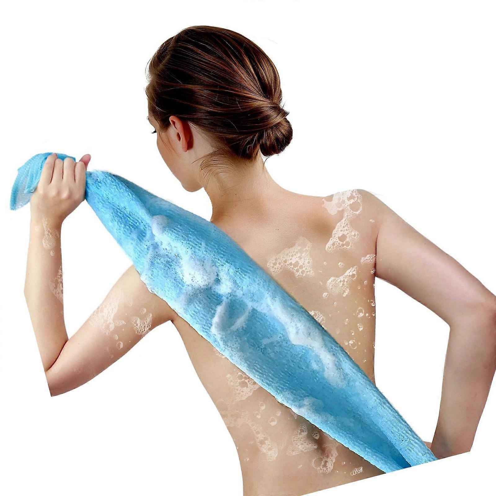 Exfoliating Bath Towel Gentle Body Scrubber for Sensitive Skin Daily Shower Blue