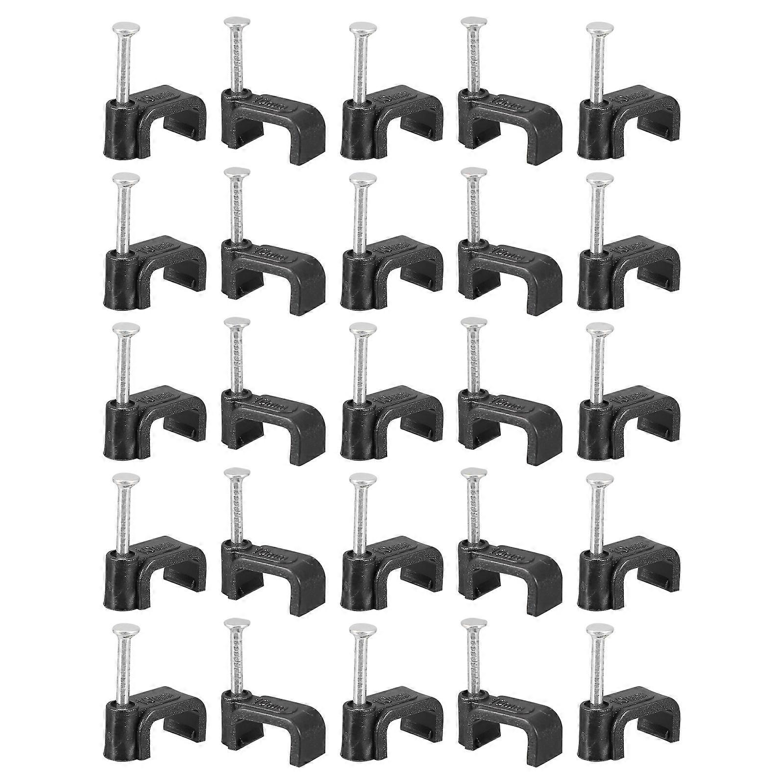 100Pcs Half Clamps Black J Hooks with Nails Pipe Support Clamps Fixing Tools