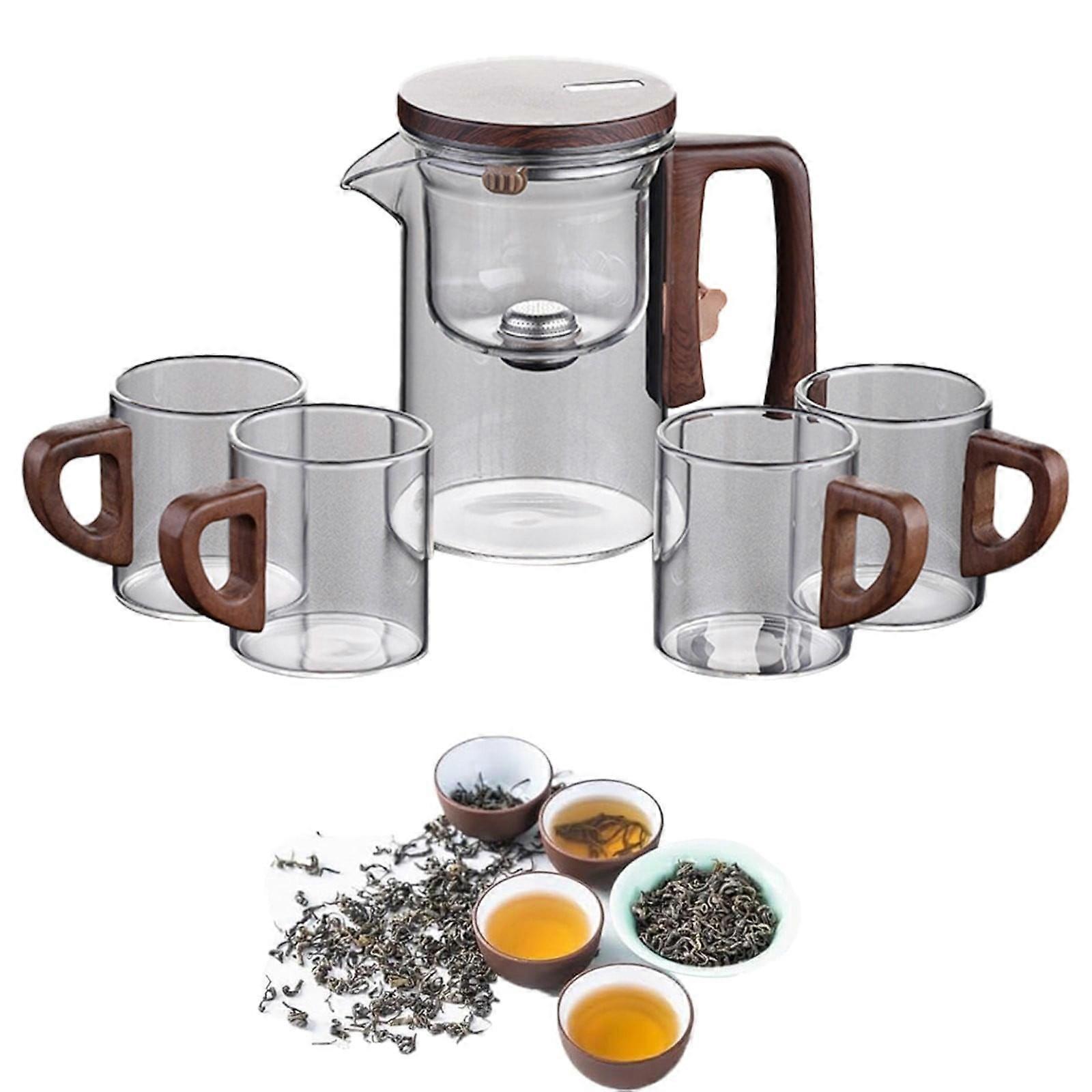 Glass Teapot with Wooden Handle & Infuser, Water Separation Design, Strainer Filter for Tea - 1X Teapot