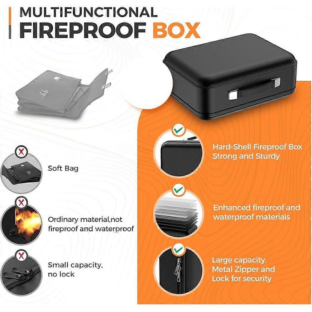 Fireproof Document Box with Combination Lock, Fireproof Water Hard Case Safe Box for Important Documents Certificates