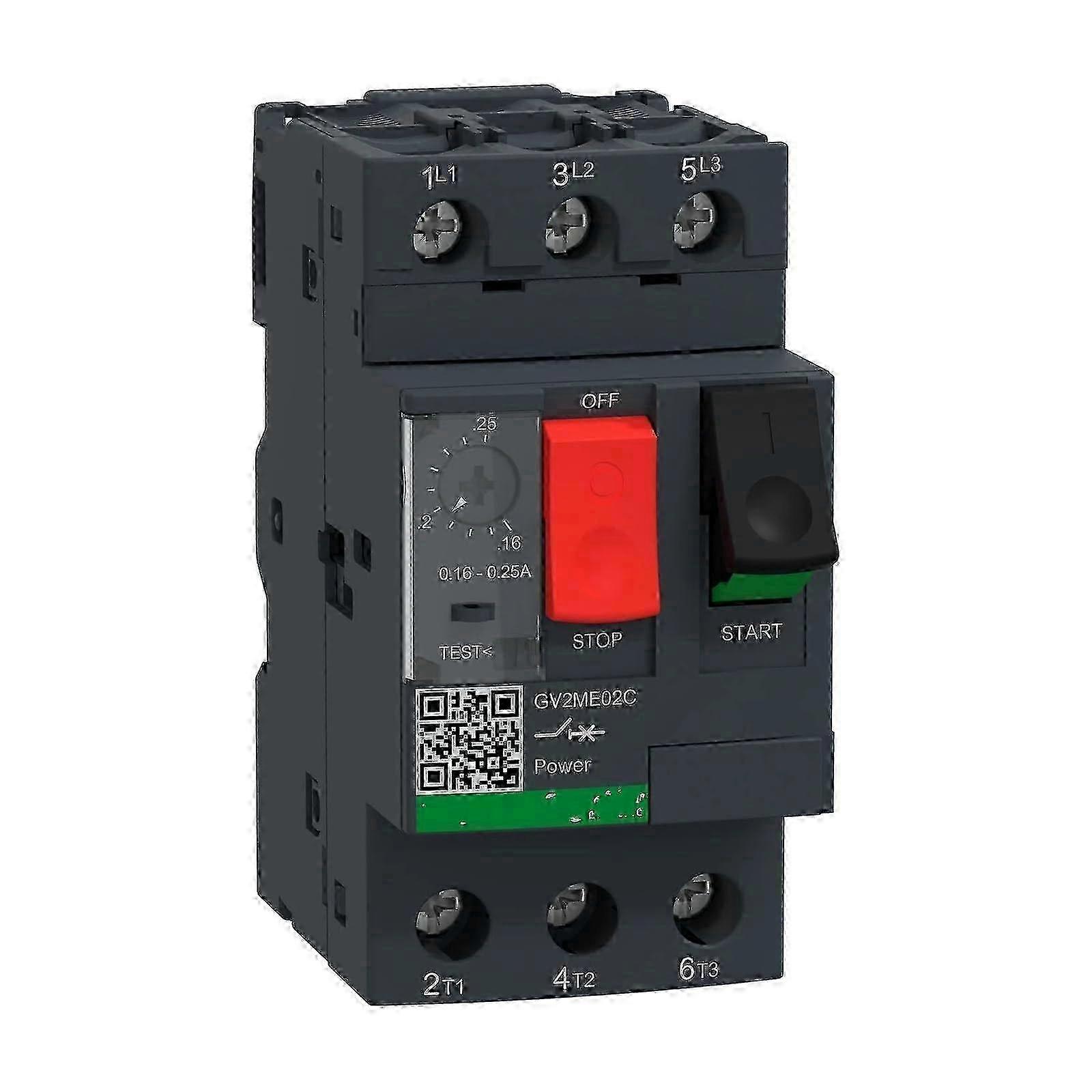 w GV2M02 GV2ME02 GV2ME02C GV2ME02C Motor protection switch, TeSys GV2, 3P, 0.16–0.25 A, Thermal magnetic, Screw terminals
