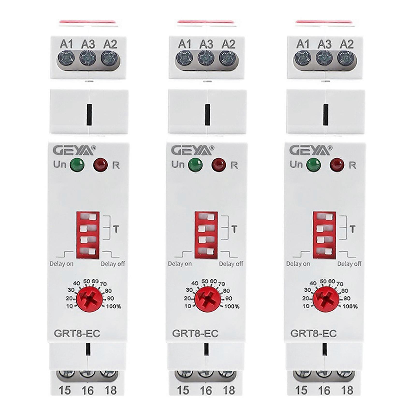 3X GEYA GRT8-EC 10A Dual Function Timer Relay on Delay or Off Delay Relay AC230V Time Relay