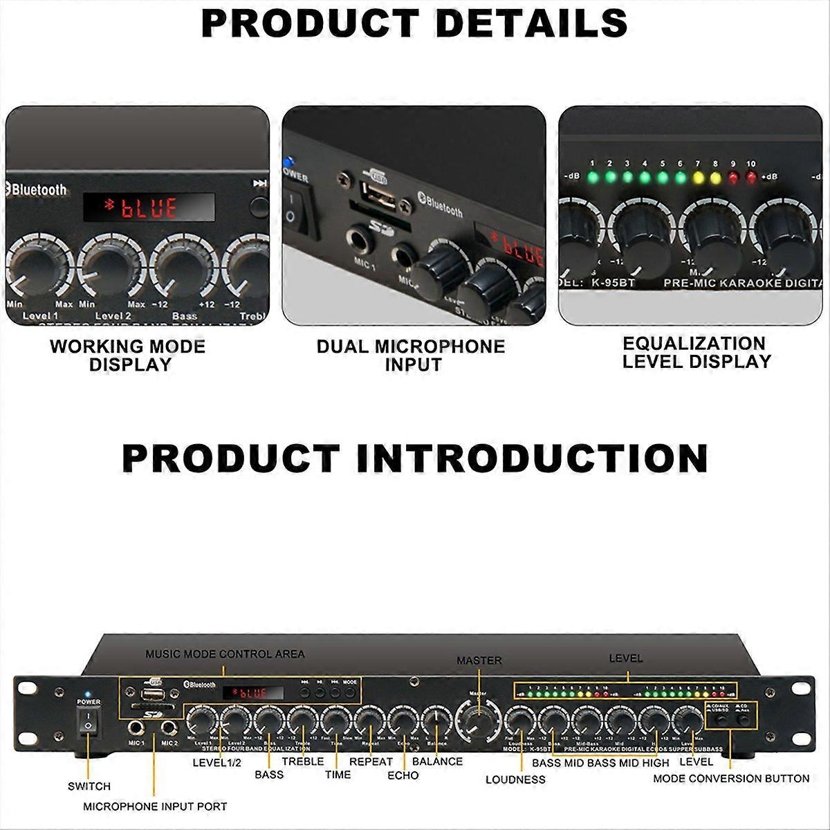 Professional Sound Peripheral Equipments Stereo Digital Reverberation Multi Effect DSP Processor Audio Processor EU Plug
