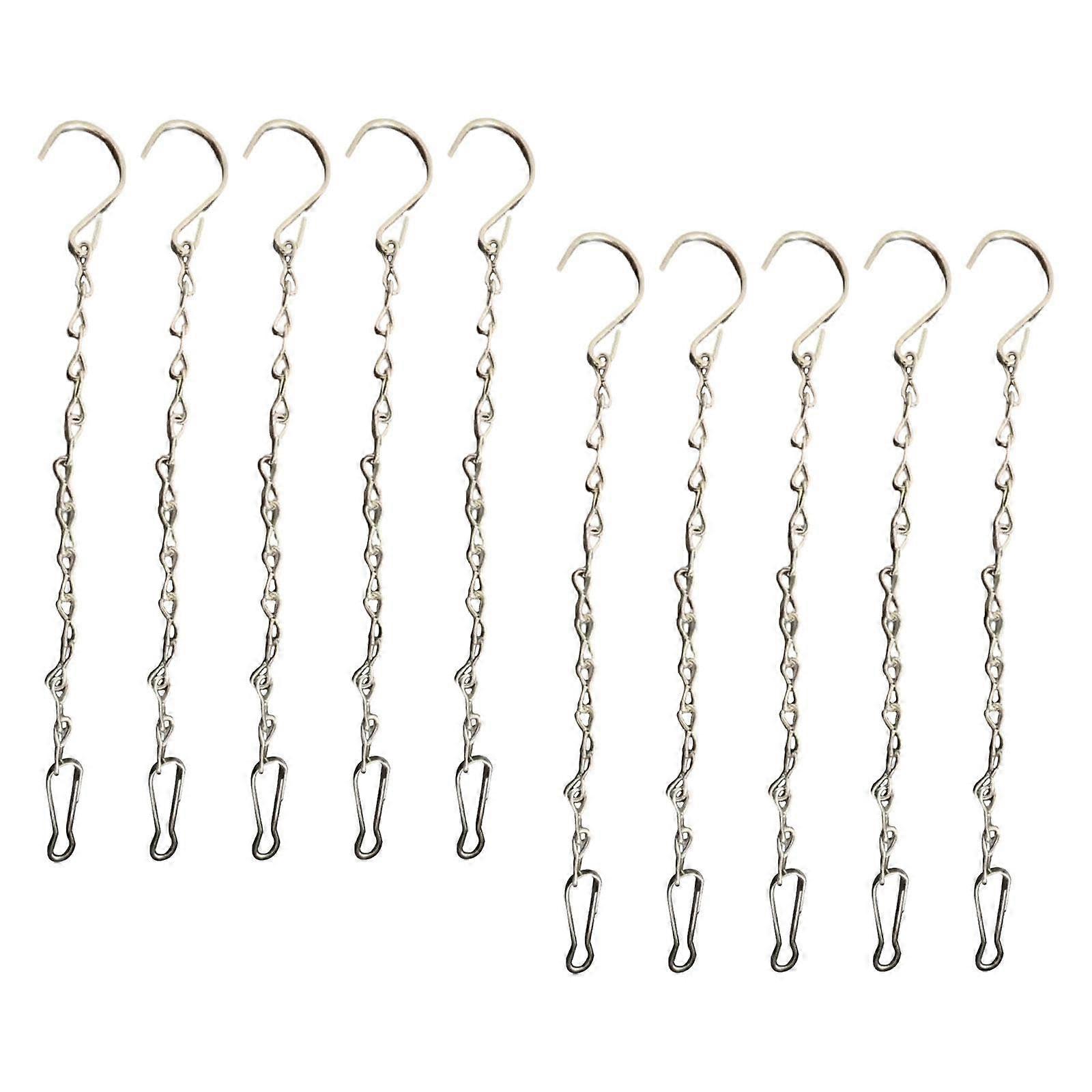 10 Pack Iron Hanging Chains with Hooks for Hanging Flower Baskets Birdcages Bird Houses Yard