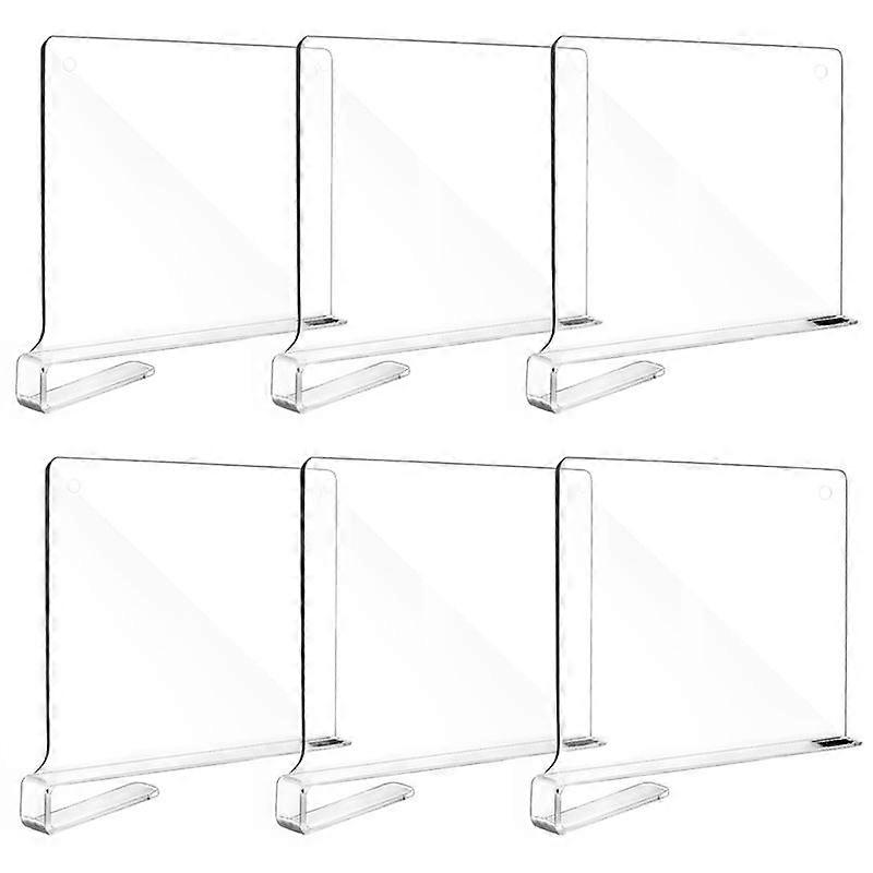 6Pcs Clear Acrylic Shelf Dividers for Organization Closets Shelf
