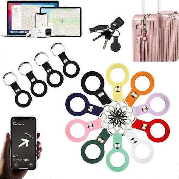 4-pack AirTag shell keychain design case see in compatible with Iphone / compatible with Ipad - BLACK RED WHITE BLUE 4-pack
