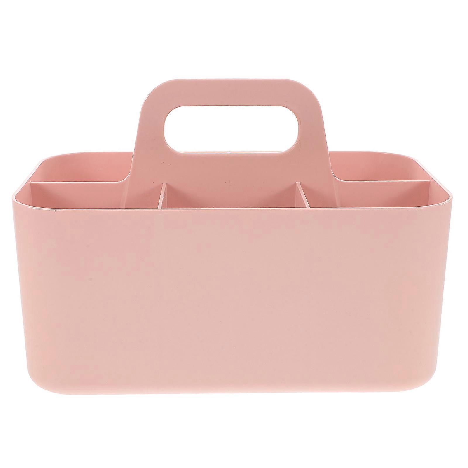 Desk Organizer Pink Plastic for Storage Use with Handle