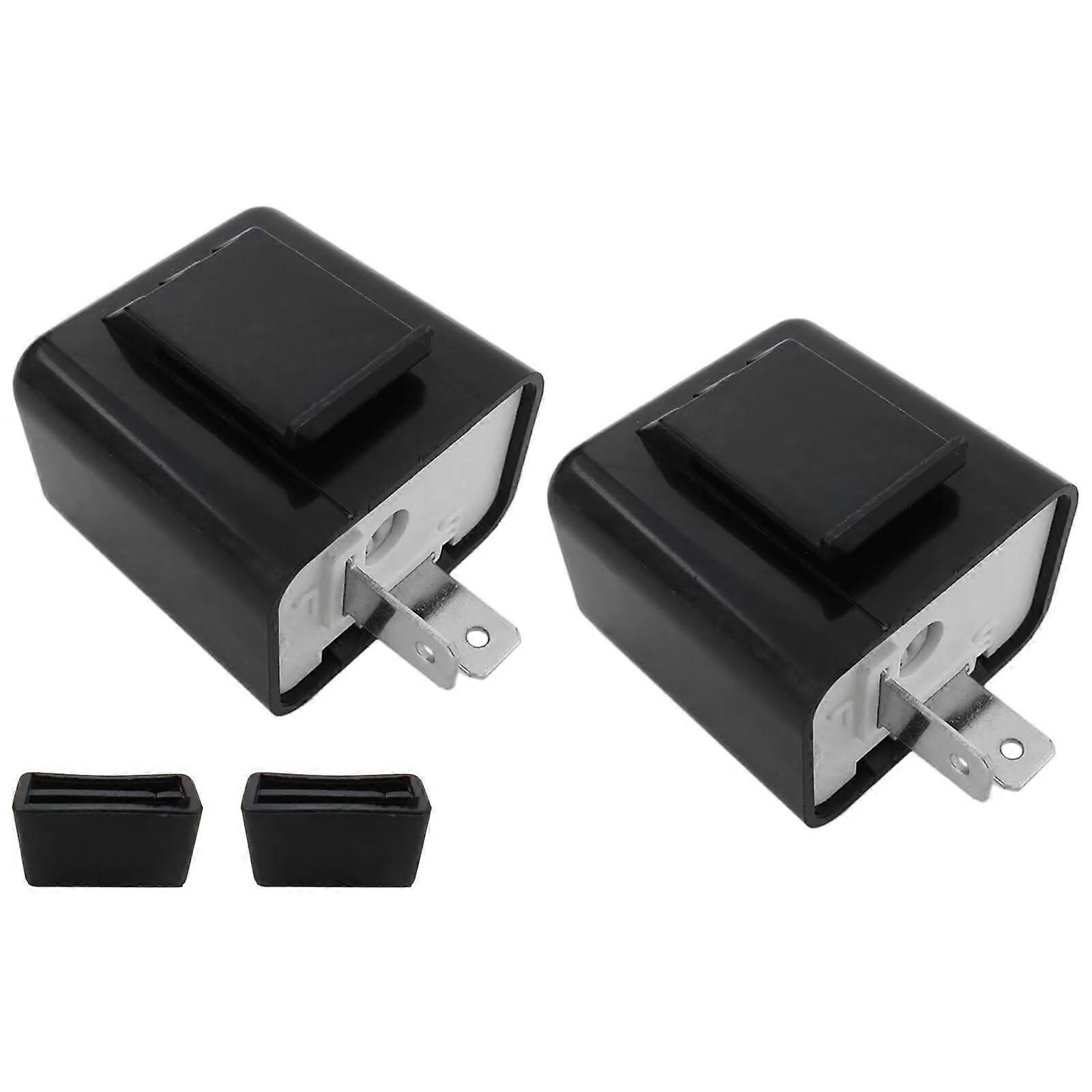 2 Pack 12V 2 Pin LED Flasher Relay for Motorcycle Turn Signal, Adjustable Speed Hyper Flash Replacement