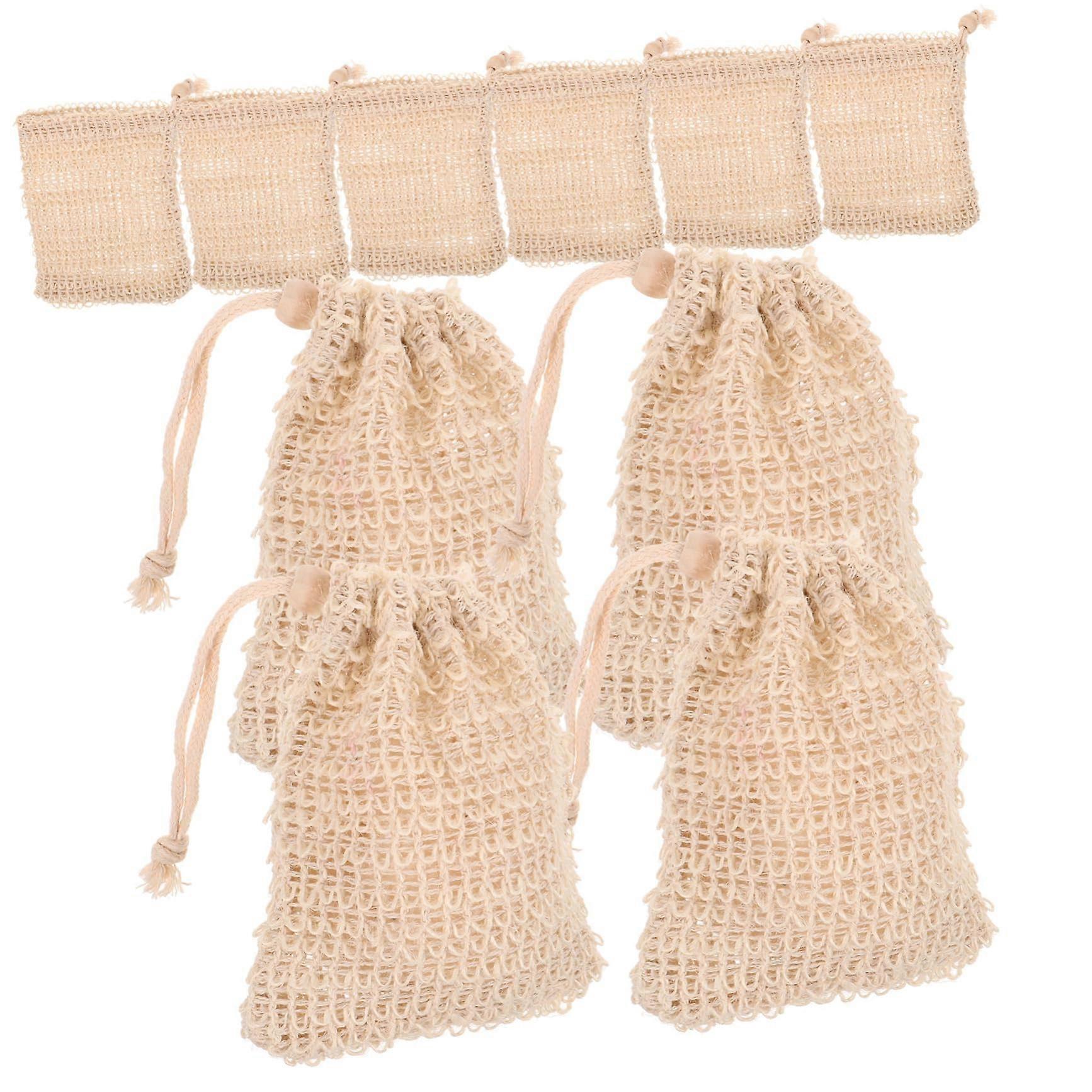 10pcs Cotton Linen Soap Saver Bags with Drawstring, Exfoliating Pouch for Bath and Handmade Soap