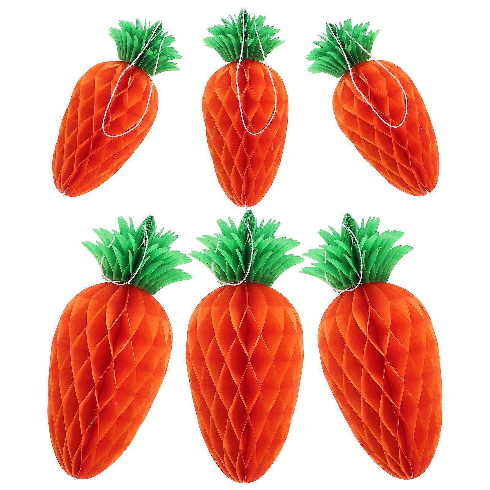 Assorted Color Carrot Honeycomb Balls for Party 6Pcs Paper Hanging Decorations