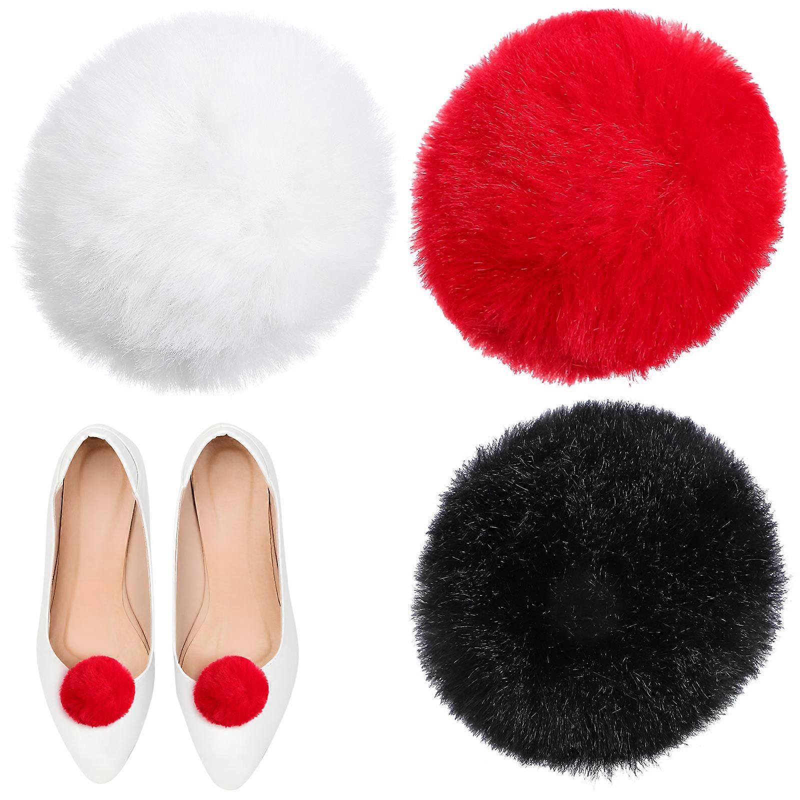 Multi Color Pompoms Fluffy Balls for Decoration 3Pcs with Pin Attachment