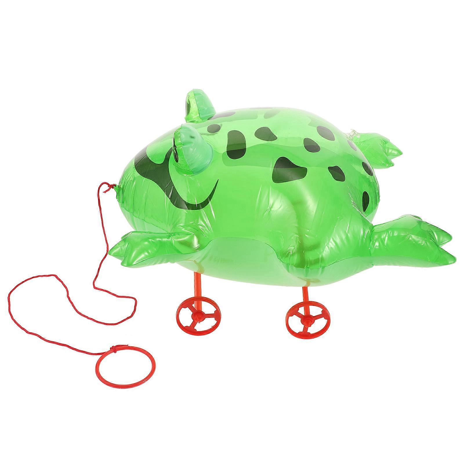 Inflatable Frog Toy for Kids with Pull Along Function Light Green Design