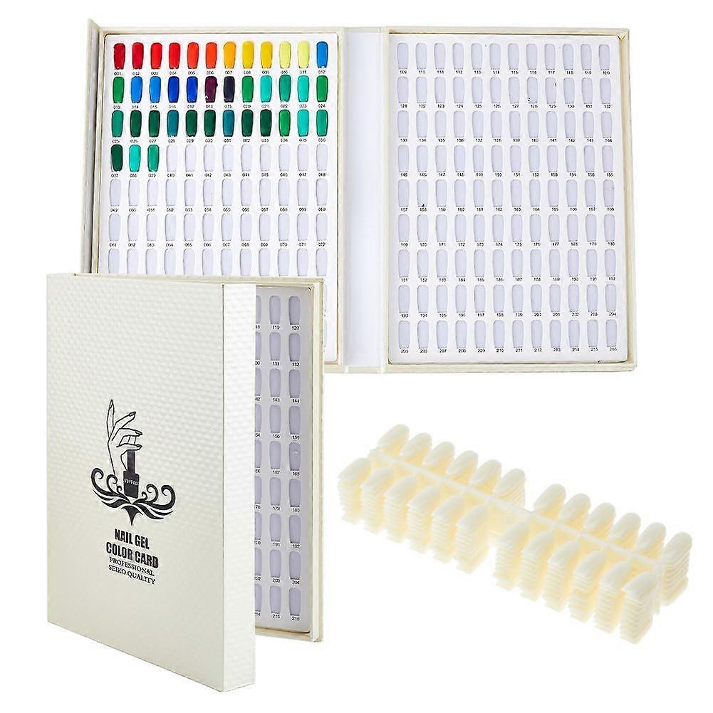 Nail Color Display Book with 240Pcs Beige Nail Tips Nail Gel Polish Display Board Nail Color Chart Display Book Nail Polish Sample Book with Replaceme
